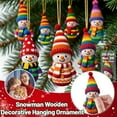 thumbnail image 2 of 8 Pack Wooden Christmas Ornament Pendant, 2D  Snowman Ornament Xmas Tree Hanging Decoration, 2 of 9