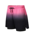 thumbnail image 3 of FRSASU Men's 2 in 1 Gradient Running Shorts Lightweight Summer Loose Elastic Waist Athletic Quick Dry Shorts with Pockets Pink, 3 of 9
