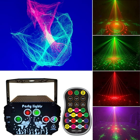 MesaSe Portable Disco DJ Light with Unique Nebula Effect, Strobe Laser Light Remote Control, Sound Activated Rave Stage Projector for Indoor Outdoor Birthday Show Home Bar