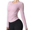 thumbnail image 6 of YueHuiYing Women's Winter Yoga Wear Breathable Long-sleeved T-shirt Texture Training Sports Top Fitness Wear Base Layer Tops, 6 of 7
