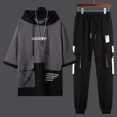 thumbnail image 2 of Ropa para hombre Chándal con alfabeto, camiseta negra, estampado para hombre, ropa deportiva, conjuntos de pantalones elegantes, Kpop elegante, verano, algodón, 2 of 5