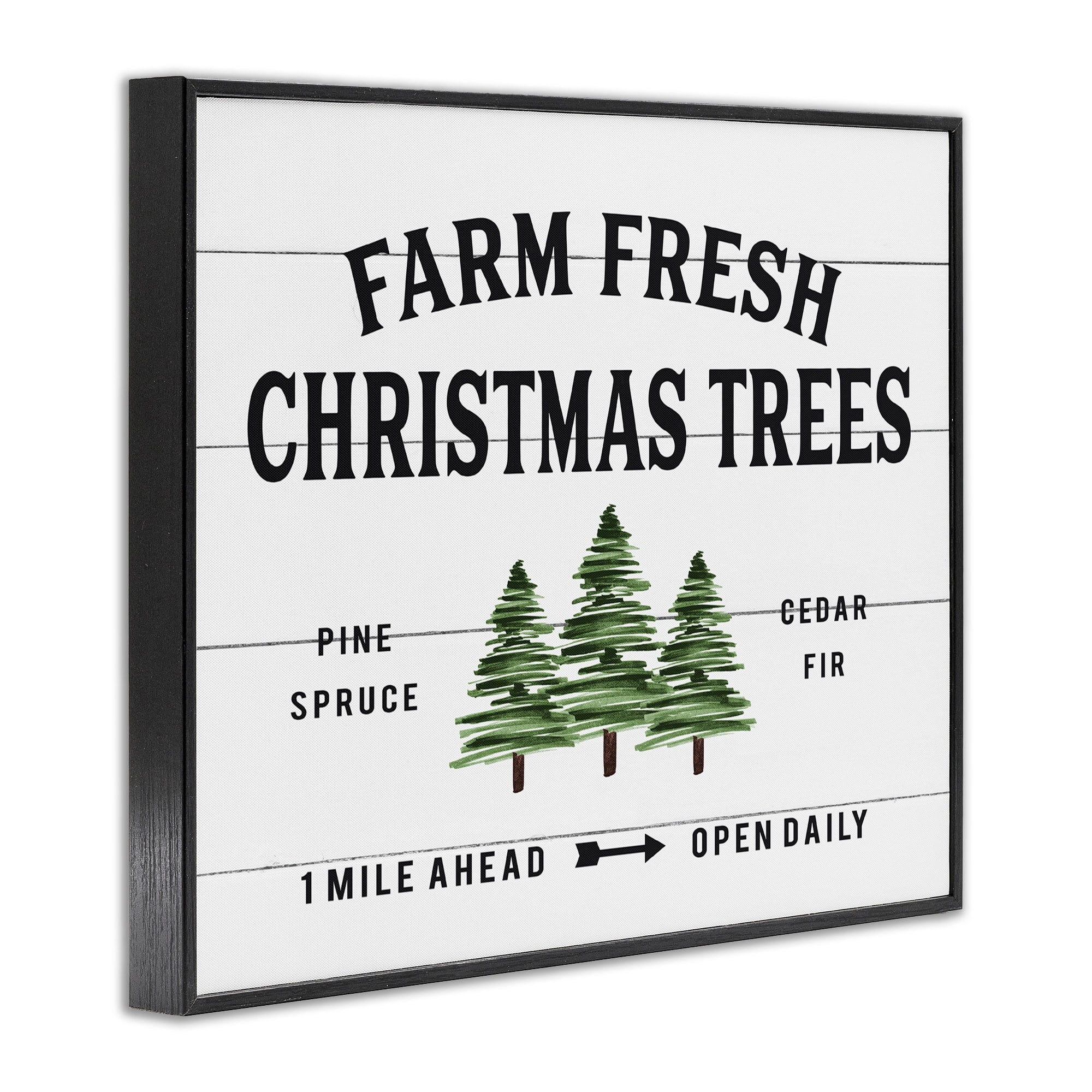 The Stupell Home Decor Collection White Planked Look Holiday Farm Fresh Christmas Trees Spruce and Fir Framed Giclee Texturized Art, 11 x 1.5 x 14