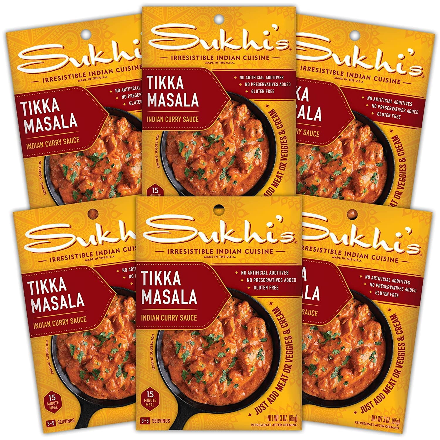 Sukhi's Gluten-Free Indian Sauce, Tikka Masala, 3 Ounce (Pack Of 6 ...