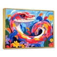 thumbnail image 2 of Designart "Graceful Serpents in Pop Art" Animals Framed Wall Art - Modern Farmhouse Pink Snake Living Room Framed Canvas Art, 2 of 6