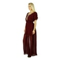 thumbnail image 2 of Bimba Women Long Maroon Dress Half Lined Kaftan & Beaded Neck Maxi With Side Slit, 2 of 5