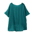 thumbnail image 5 of Endives Women's Summer Short Sleeve Solid Casual Loose Linen Top T-Shirts for Women, 5 of 7