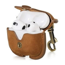 Hiram Crazy Horse Cowhide Leather Case for 3rd Gen AirPods, Portable Travel Case for AirPods 3rd Gen, Brown