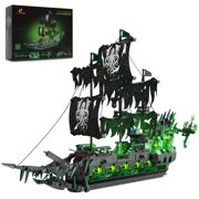 40001 Pirate Ship Building Toys with Lights, Ghost Ship Flying Dutchman Model Ship Boat, JMBricklayer Toy Building Sets