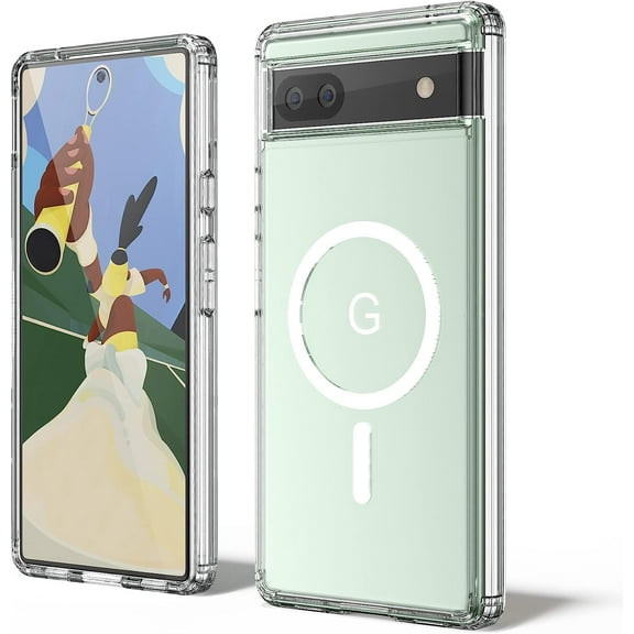 KOMI for Google Pixel 6A Phone Case Liquid Silicone, Cute Thin Slim Soft Rubber TPU Plain Smooth Gel Cover for Women Girl, Matte Solid Protective & Shockproof Bumper, Clear Magsafe