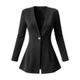 thumbnail image 4 of Corduroy Blazer for Women Casual One Button Flared Collarless Blazers Long Sleeve Office Work Suit Jackets Black S, 4 of 6