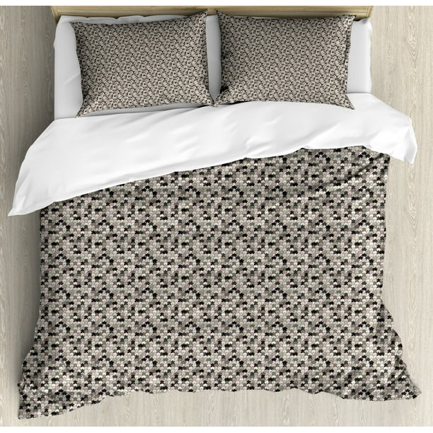 Puzzle Print Duvet Cover Set Abstract Continuous Pattern With Assemble Motif In Neutral Tones Print Decorative Bedding Set With Pillow Shams Multicolor By Ambesonne Walmart Com Walmart Com