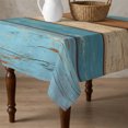 thumbnail image 4 of Farmhouse Light Blue Brown Table Cloth Waterproof Tablecloths, Vintage Wooden Striped Tablecloth Dining Table Cover for Kitchen Party Tabletop Outdoor, Square Tablecloth 54x54 Inch, 4 of 9