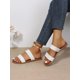 thumbnail image 3 of Minimalist Outdoors Flat Slippers for Women, Braided Strap Artificial Leather Open Toe Slide Sandals, 3 of 5