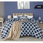 Twin Comforter Set 2 Piece Navy by Utopia Bedding, Printed Comforters Twin Size, Bedding Comforters Sets, Down Alternative Soft Bed Set, 1 Comforter (64 x 88 inches) 1 Pillow Shams (20 x 26 inches)