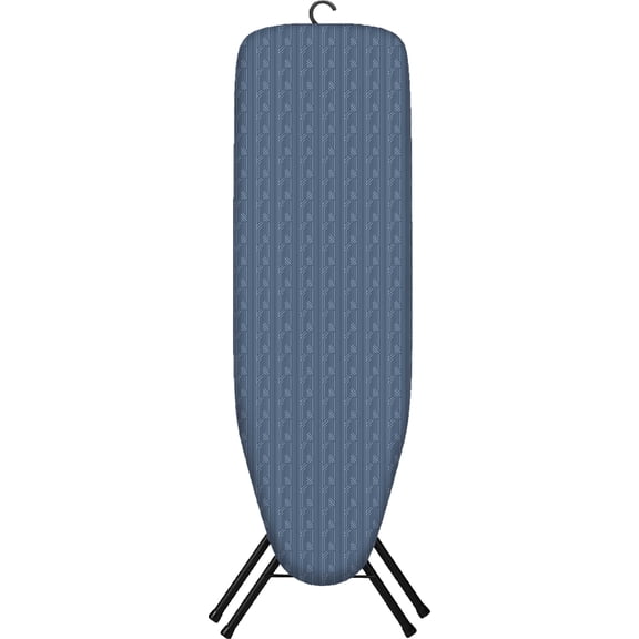 Foldable Iron Board with 4 Layered Cover and Pad Height Adjustable up to 35 Inches Iron Rest, Hook Steel X-Legs Midnight Blue