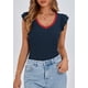 thumbnail image 3 of Camisa de Mujer PRETTYGARDEN Cuello en V con Volantes Azul Marino Talle M, 3 of 9