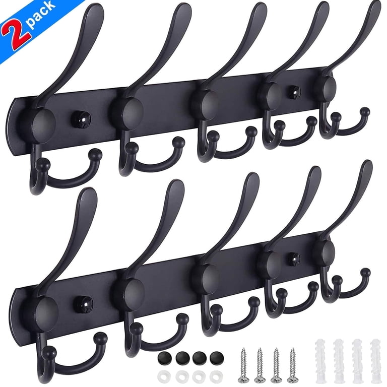 Camkey 2-Pack Wall-Mounted Coat Rack with 5 Tri Hooks photo 1
