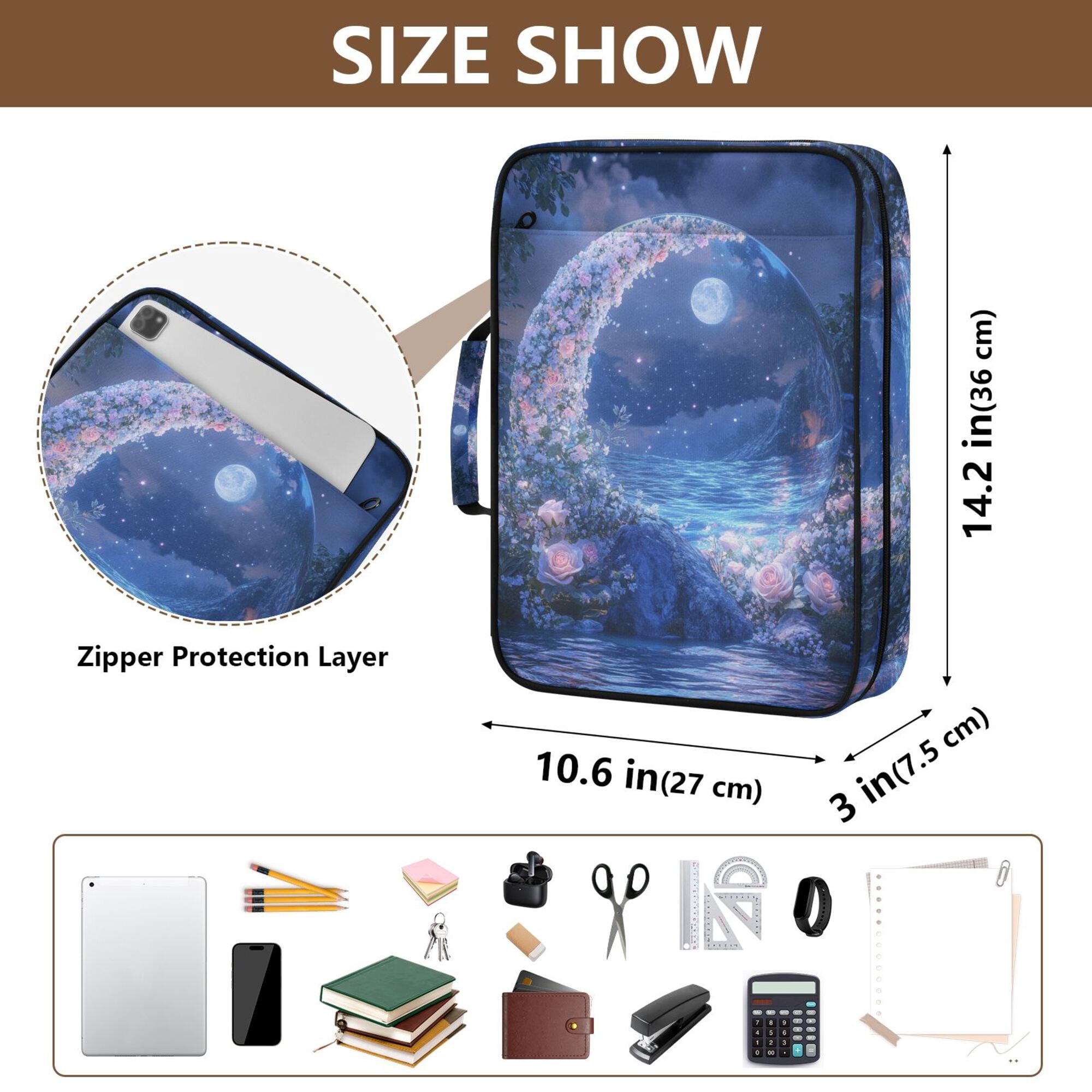 FORMRS Accordion File Folder A4 Size 7-Pocket Expanding Document Organizer Bag with 3 Ring Binder, Crystal Ball