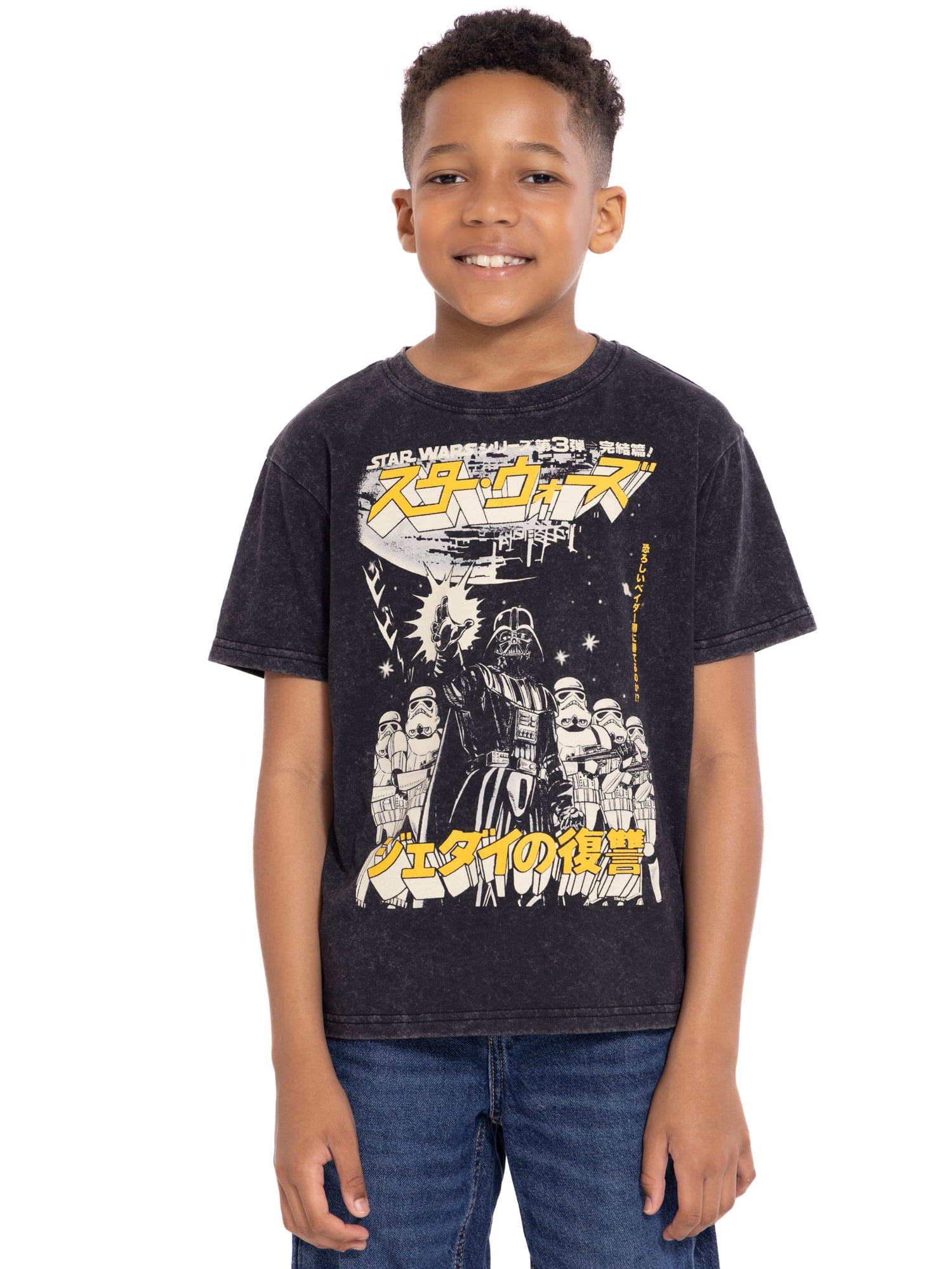 Star Wars Boys Mineral Washed Graphic Tee with Short Sleeves, Sizes 4-18
