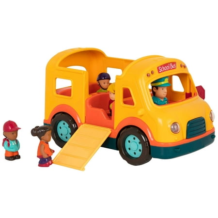 Battat Light & Sound School Bus Play Vehicle with 5 Figurines Toddler and Preschool Toys