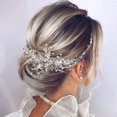 thumbnail image 2 of Enredadera de pelo de boda con patrón floral con diadema nupcial de perlas para mujeres y niñas, 2 of 4