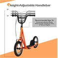 thumbnail image 5 of Goplus Youth Kick Scooter, Kids Kick Scooter W/ 12-Inch Air Filled Wheels, Carbon Steel Frame, Adjustable Handlebar, Front and Rear Dual Brakes, Ride On Toys for Adults Teens 8+, 5 of 9