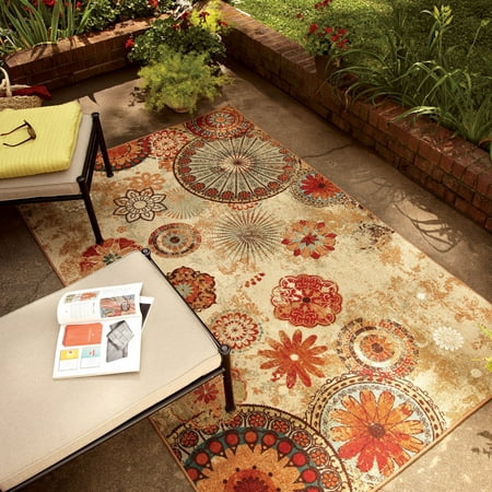 Medallion Rug - Mohawk Home Alexa Medallion Indoor/Outdoor Nylon Rug, 5' x 8', Multi-Colored