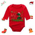 thumbnail image 2 of Generic Xmas Baby Boys Girls Letter Cute Long Sleeve Romper Outfit Christmas Clothes Autumn Winter Clothes for Holiday Party Christmas（9-12 Months Multi-color）, 2 of 3