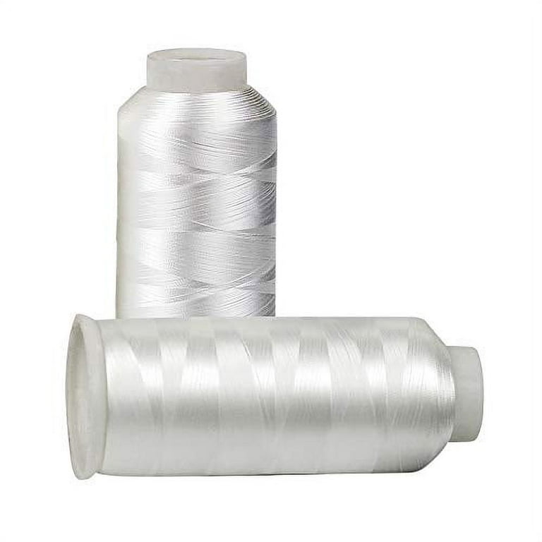  Set of 2 Huge White Spools Bobbin Thread for Embroidery Machine  and Sewing Machine - 60 Weight - 5500 Yards Each - Polyester -Embroidex