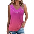 thumbnail image 2 of Sentmoon Débardeurs pour Femmes Été Col Rond Coupe Régulière Tendance Tops pour Femmes 2025 Boho Grand Bretelle Volant Dégradé Sans Manches T-Shirts Chemises Décontractées pour Vacances à la Plage Rose Vif P, 2 of 6