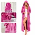 thumbnail image 4 of HEARTNICE Womens Recycled Fleece Hooded Robe, Soft Full Length Thick Plush Bathrobe House Coat,(Dusty Pink,L-XL), 4 of 6
