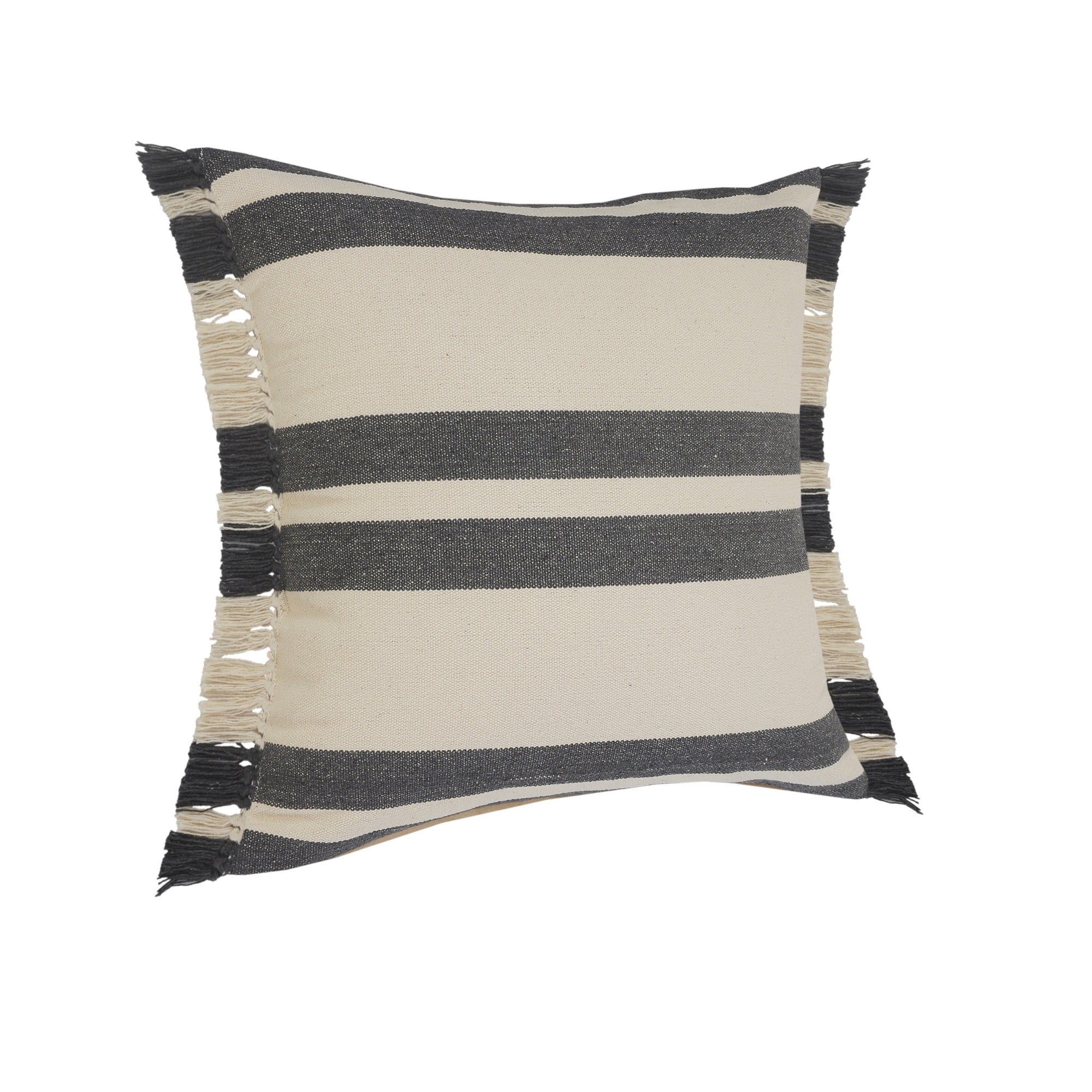 Laddha Home Designs Striped Loomed Square Cotton Throw Pillow Cover - 20" - Gray and White