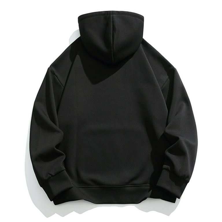 Men s Cotton Soft Comfy Long Sleeve Drawstring Loose Fit Hoodies Turtleneck Oversized Trendy Casual Solid Sweatshirts Black XL Walmart