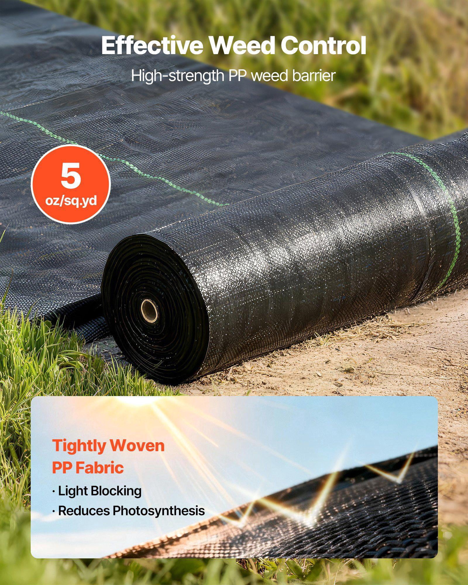 Heavy Duty 3x100FT 5oz Woven Weed Barrier Fabric Landscape Ground Cover Geotextile Gardening Mat Black