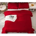 thumbnail image 6 of 3 Piece Luxury Vintage Ruffle Pattern Comforter By D.N.G. BEDDINGS Set Premium Super Soft, All Season, 800 Thread Count 100% Egyptian Cotton Full/Queen Size Red Color, 6 of 8