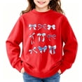 thumbnail image 5 of Girls Bow Print Sweatshirt Cute Long Sleeve Pullover Top for Kids Teens Fleece Lined Crew Neck Sweatshirts Casual Wear 2-3 Years Red, 5 of 6