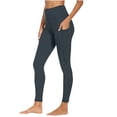 thumbnail image 2 of Cutuoiiu Women Yoga Leggings High Waist Solid Color Wide Waistband Side Pocket Stretch Long Pants Gym Exercise Daily Walking Casual Everyday Wear, 2 of 11