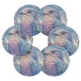thumbnail image 2 of Haosy Set of 6 Drink Woven Coaster with Holder Heat Resistant Non-Slip Bar Coasters 4 Inches Blue Purple Bird and Flower, 2 of 7