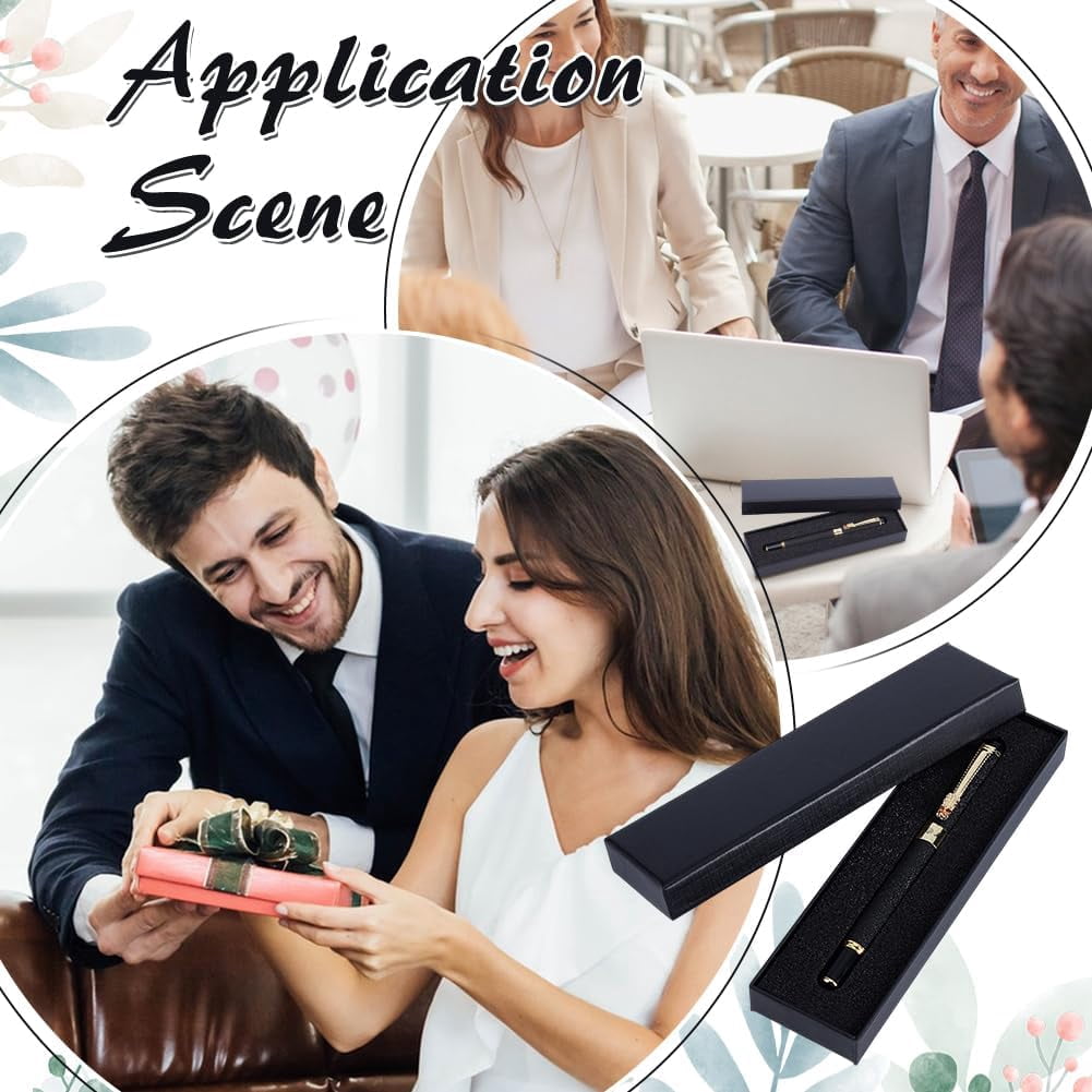 18 Pcs Black Pen Gift Box with Sponge 6.9x2x0.85 Inch Empty Long Fountain Pen Box Cardboard Jewelry Packing Cases with Cushion for Office Supplies Business Gift Black 18pcs