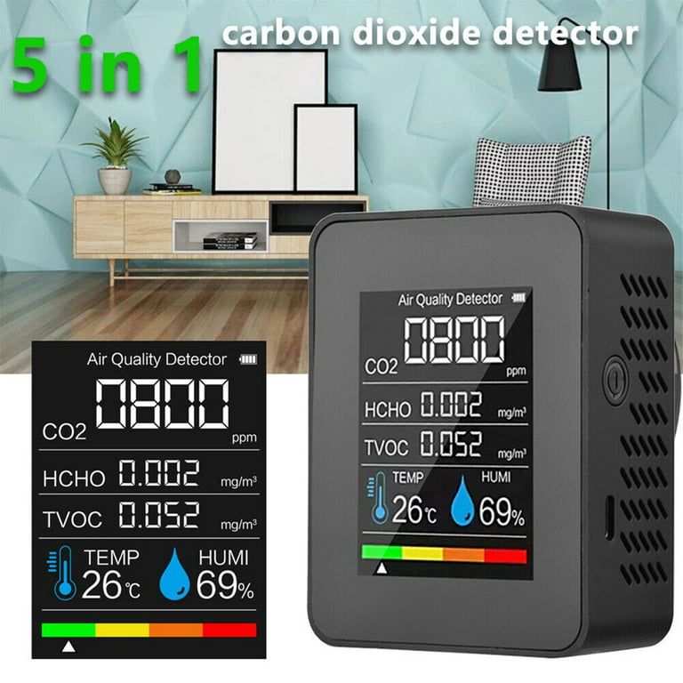 Monitor 5 en 1 medidor Calidad De Aire Tester Dioxido De Carbono Co2