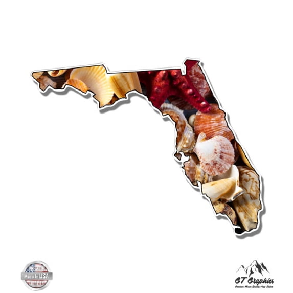 Florida Seashells - 8" Vinyl Sticker - For Car Laptop I-Pad - Waterproof Decal