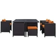 thumbnail image 4 of Modway Inverse 9 Piece Outdoor Patio Dining Set in Espresso Orange, 4 of 4
