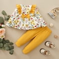 thumbnail image 3 of NZRVAWS Toddler Baby Girls Fall Winter Outfits 3 Years Girls Floral Print Top 4 Years Girls Pants 2PCS Fall Winter Clothes Set,Yellow, 3 of 8