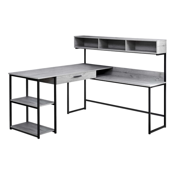 Pemberly Row L Shaped Computer Desk in Gray and Black