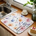 thumbnail image 3 of Dish Drying Mat for Kitchen Countertop, Pink Blue Flower Absorbent Microfiber Dish Mat Reversible Quick Dry Non Slip Draining Mat Kitchen Drying Pad for Dishes, Utensils 18x24 Inch Watercolor Flower, 3 of 9