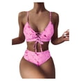 thumbnail image 2 of BONIXOOM Tummy Control Swimsuits For Women Underwire Elastic Printed Two-Piece Sets High Cut Summer Swimwears on Clearance Hot Pink Size 8, 2 of 8