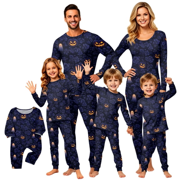 2026 Matching Family Halloween Pajamas Set, Fall Sleepwear, Ghost & Pumpkin Printed Holiday Sleepwear, Soft Loungewear PJs Outfit