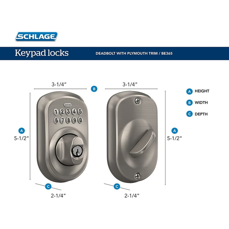 Schlage Camelot Satin Nickel Electronic Keypad Deadbolt Door Lock