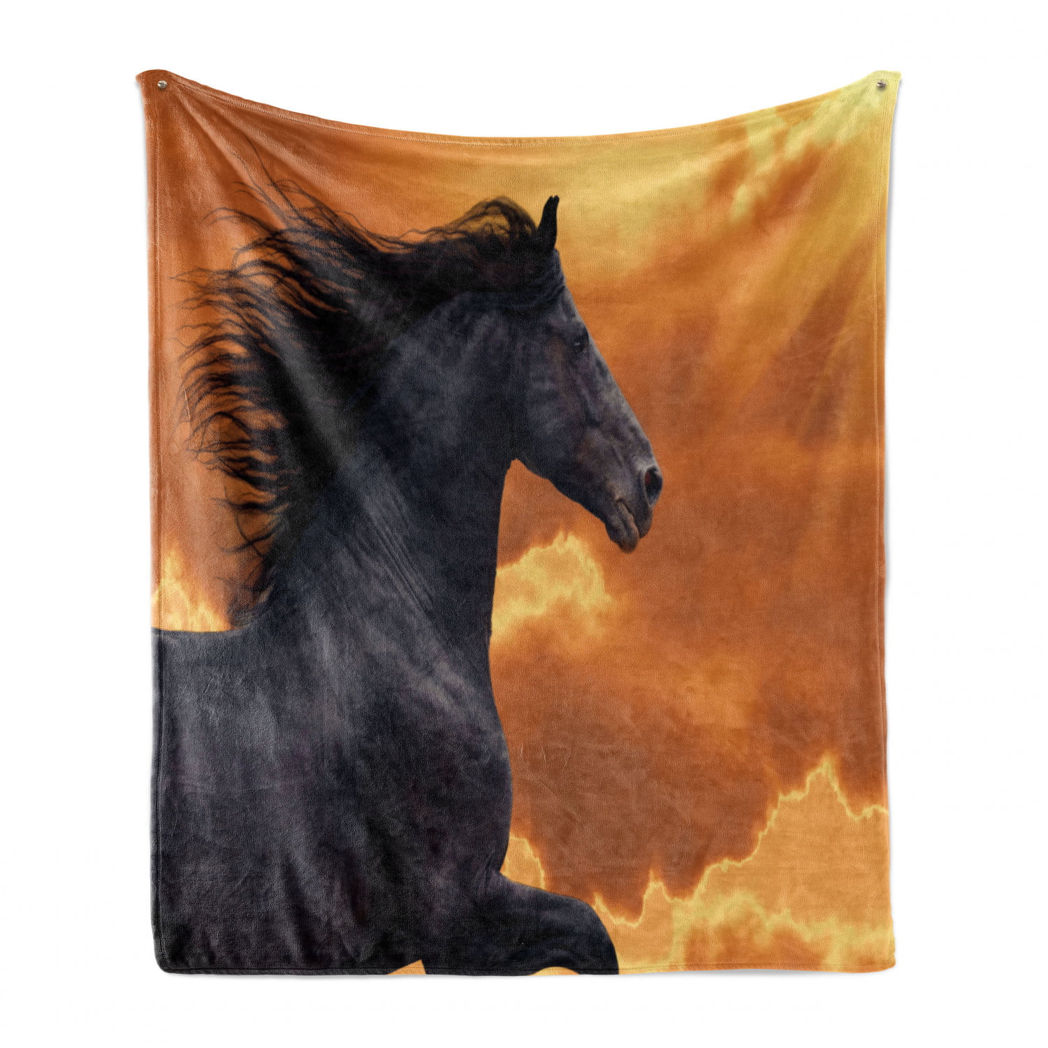 Multicolor Ambesonne Minnesota Soft Flannel Fleece Throw Blanket 2 Horses Grazing on a Green Meadow on Top of Rural Minnesota Hills Image Print 50 x 70 Cozy Plush for Indoor and Outdoor Use