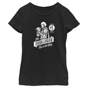 Girl's Star Wars: The Mandalorian Grogu and Din Djarin The Dadalorian This is the Way Graphic Tee Black / 3 Medium